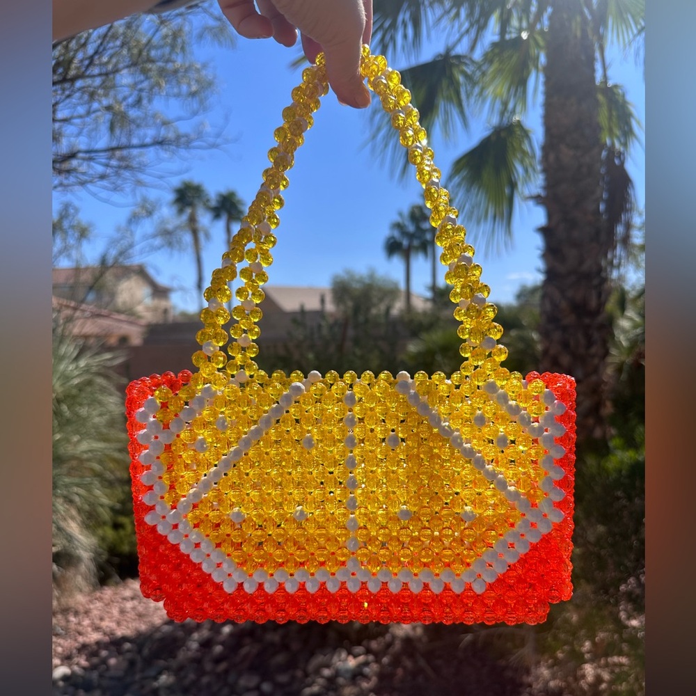 Susan Alexandra Citrus Beaded Orange and Yellow Shoulder Bag Purse